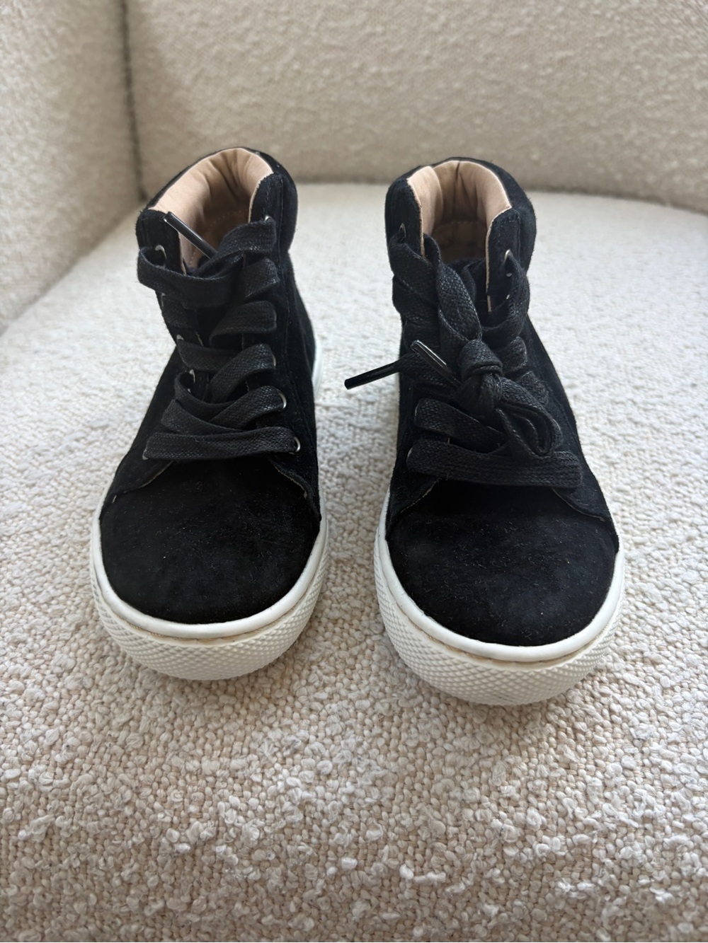 New- Kids Black High-Top Suede Sneakers, Janie & Jack